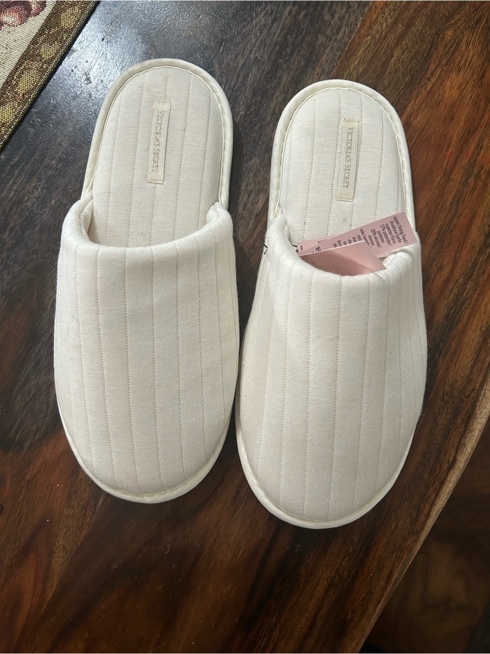 Victoria's Secret Quilted Cream Slide Slippers